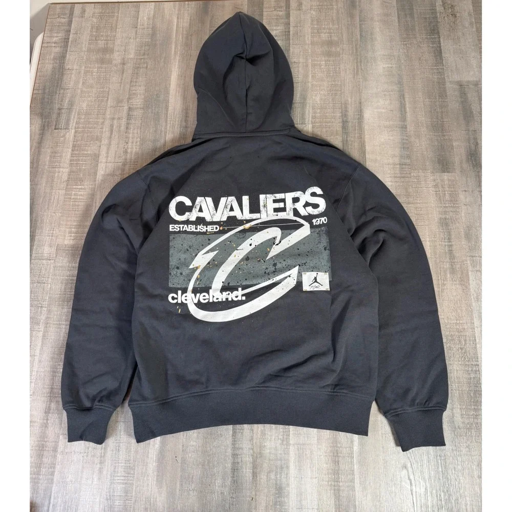 Jordan Cleveland Cavaliers NBA Hoodie Mens Medium Gray IQ0850-060 Oversized NEW